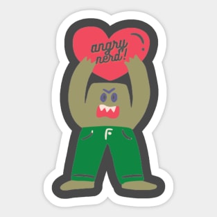 ANGRY NERD anime broken heart shirt Sticker